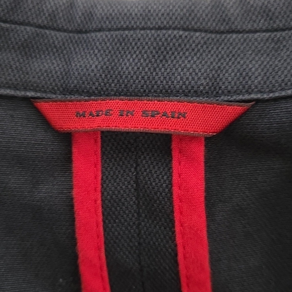 Carolina Herrera Navy 100% Cotton Sport Coat - Size 40 Red Contrast Piping - Picture 7 of 11